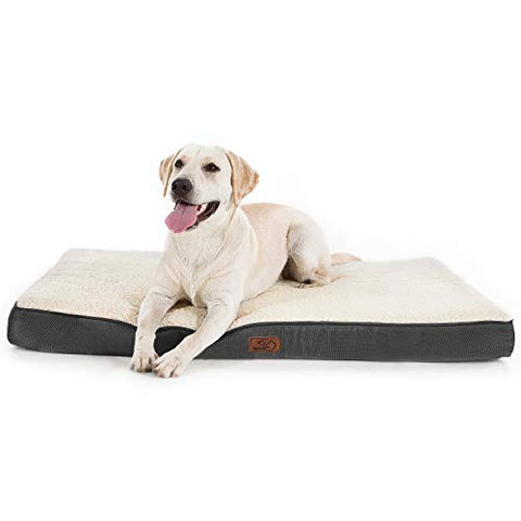 Bedsure Large Dog Bed Washable - Orthopedic Dog Bed and Mattress Mat for Dog Crate with Removable Plush Sherpa Cover, Gifts for Dog
