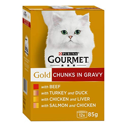 Gourmet Wet Cat Food Pouches in Gravy - Perle Chef's Collection 40 x 85g - Mix of Fish, Lamb, Duck, Turkey, Pet Food - Wet - Bulk Food, Cat Wet Food suitable for Adult and Senior Cats