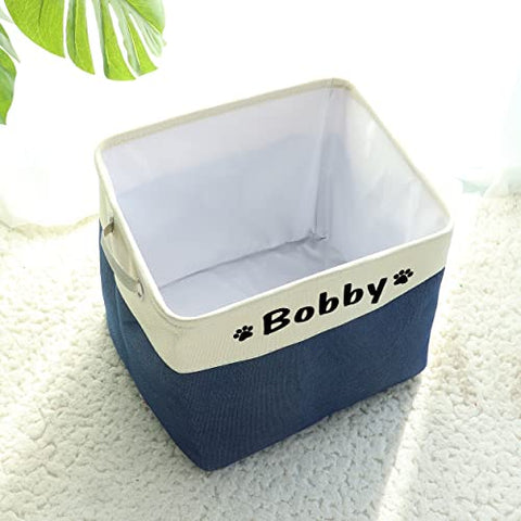PET ARTIST Personalized Dog Toy Bin for Dog Toys Accessories - Foldable Dog Toy Basket Storage Box for Pet Toys,Dog Coat