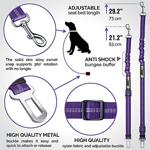 Seat Belt for dogs with Anti shock Bungee Buffer One of Important Car Travel Accessories for Dogs Adjustible, Elastic