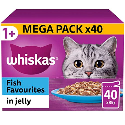 Whiskas 1+ Adult Mixed Selection in Jelly 84 Pouches, Adult Wet Cat Food, Megapack