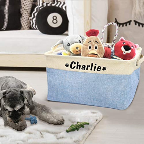 PET ARTIST Personalized Dog Toy Bin for Dog Toys Accessories - Foldable Dog Toy Basket Storage Box for Pet Toys,Dog Coat