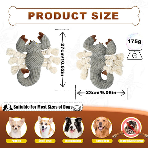 ROSAUI Dog Toys, 2PCS Plush Squeaky Cockatoo Dog Toy - Interactive and Dental Cleaning Pet Chew Toy for All Breed Sizes Dog