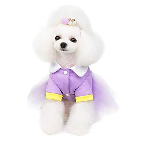Izefia Dog Dress Puppy Skirt Dog Princess Dresses Rdc Pet Tutu Flower and Sequin Dot Wedding Lace Dress Luxury Bow Dress for Small Dog Girl