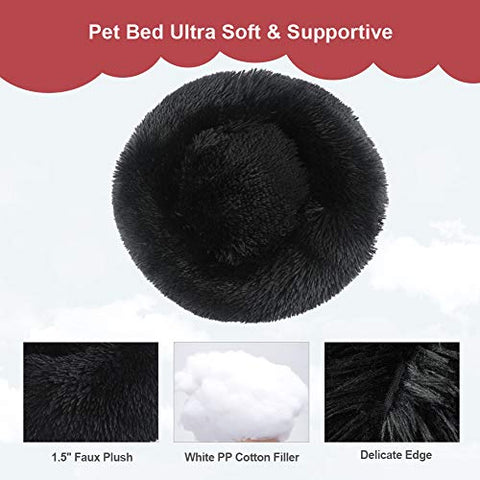 Vanansa Small Cat Bed for Indoor Cats, Self-Warming Donut kitty beds for Small Cats Improving Sleep and Keeping Warm, Washable Pet bed with Anti Slip Base