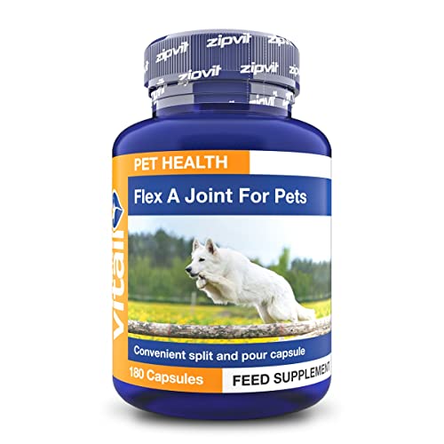 Flex A Joint for Pets. Glucosamine for Dogs and Cats Plus Chondroitin and MSM. 180 'Split and Pour' Capsules.