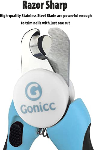 Gonicc Dog & Cat Pets Nail Clippers and Trimmers - with Safety Guard to Avoid Over Cutting, Free Nail File, Razor Sharp Blade - for Large and Small Animals.