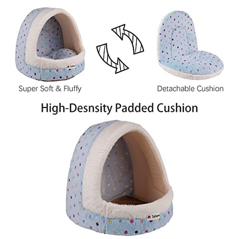 Tofern Cat Bed Small Dog Bed Pet Cave Bed For Puppy Kitten Rabbit Cute Fleece Igloo House for Small Dogs Indoor Cats Non-Slip Warm Washable Tent House