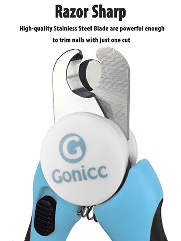 Gonicc Dog & Cat Pets Nail Clippers and Trimmers - with Safety Guard to Avoid Over Cutting, Free Nail File, Razor Sharp Blade - for Large and Small Animals.