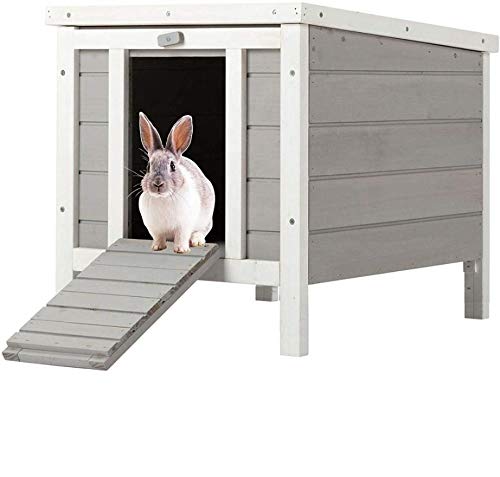 BUNNY BUSINESS Cat/Puppy/Rabbit/Guinea Pig Wooden Hide House - 50 x 42 x 43cm (Grey)