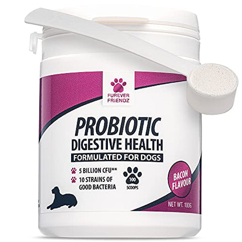 Pet Probiotics for Dogs Tablet – Chicken Flavour Dog Digestive Supplements with Enzymes, Bromelain & Prebiotic for Dogs – No Gluten, GMO, Soy or Dairy – Dog Probiotic by Furever Friendz
