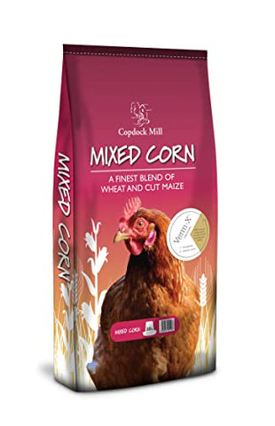 Copdock Mill Mixed Corn Chicken Feed with Verm-X 5L Tub - Chicken Food Made with Wheat & Maize - Verm-X Herbal Chicken Wormer - Suitable for Poultry, Ducks, Geese & Bantams