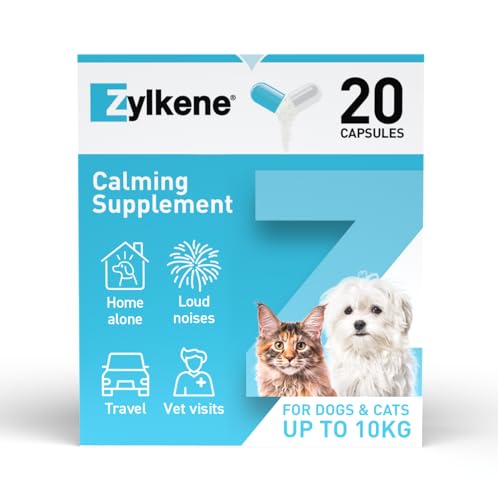 Zylkene Calming Supplements for Cats & Dogs up to 10kg 75mg | Promotes Relaxation | Helps Pets cope with Short-Term challenging situations: Loud Noises | Easily Administered | Capsules
