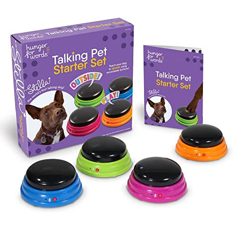 Hunger for Words Talking Pet Starter Set, Recordable Buttons for Dogs, Talking Dog Buttons, Teach Your Dog to Talk