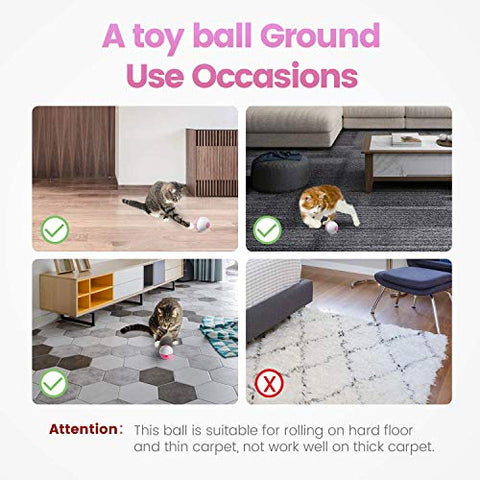 Iokheira Interactive Cat Toys Ball (4th Gen) Wicked Ball for Indoor Cats Adult, Auto 360° Self-Rotating & USB Rechargeable with LED Red Light Toy for Cat Kitten