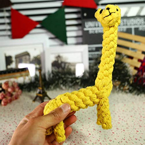 Dog Pet Puppy Chew Toys for Teething Boredom Dogs Rope Ball Knot Training Teeth Dogs Treats Toys for Small Middle Dog (Giraffe)