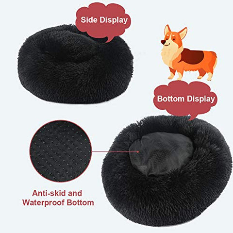 Vanansa Small Cat Bed for Indoor Cats, Self-Warming Donut kitty beds for Small Cats Improving Sleep and Keeping Warm, Washable Pet bed with Anti Slip Base