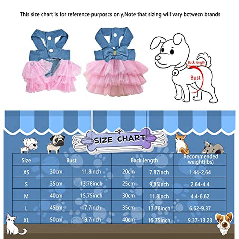 VANVENE Pet Dog Dresses for Small Dogs, Puppy Kitten Bowknot Striped Mesh Vest Tutu Princess Fancy Dress Skirt Apparel Supplies for Pomeranian Chihuahua Small Breed Dogs Cats Doggy
