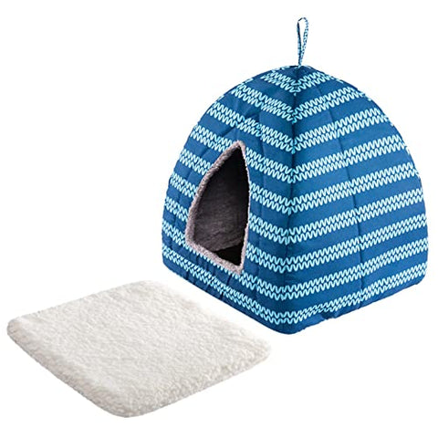 Hollypet Cat Bed Kitten Bed Self-Warming 2-in-1 Foldable Comfortable Igloo Triangle Pet Tent House