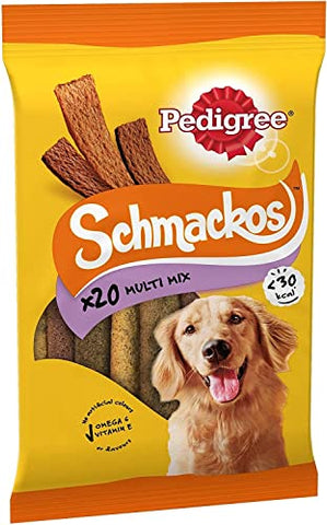 Pedigree Schmackos Mega Pack 110 Strips Snacks, Dog Treat Multipack with Beef, Lamb and Poultry Flavours