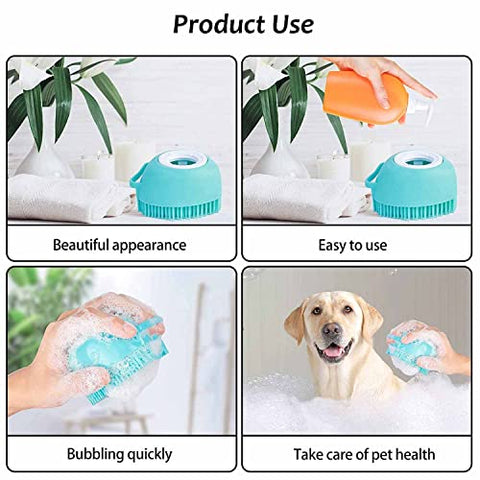 Dog Cat Bath Brush Soft Silicone Dog Rubber Bathing Brush Pet Grooming Shampoo Dispenser Brushes Puppy Cats Shower Hair Fur Grooming Cleaning Scrubber for Short Haired Dogs Cats Shower