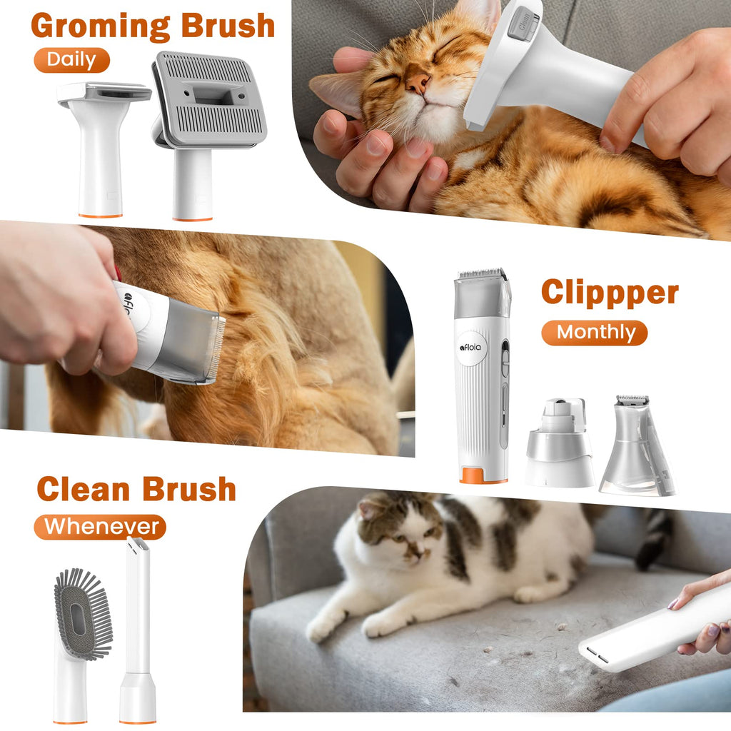 Afloia Dog Grooming Kit with Vacuum, Dog Clippers, Suction 99% Pet Hair, Professional Pet Grooming Kit with 7 Proven Tools for Shedding Grooming, Cat Dog Grooming Vacuum Kit