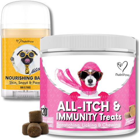 NutriPaw All-Itch Immunity Treats For Dogs - Soothe Itchy Paws, Eyes, Ears, Skin - Stop Itching, Licking, Scratching - Perfect for Small, Medium & Large Dogs - Supports Seasonal Itching